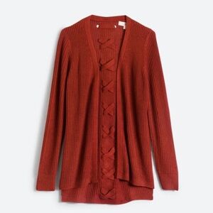 NWOT PINQUE open cardigan sweater with crisscross detail